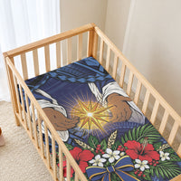 Samoa Manuia Le Kerisimasi Baby Bed Cover Jesus Hands Bethlehem Star Hibiscus DT05 - Polynesian Pride