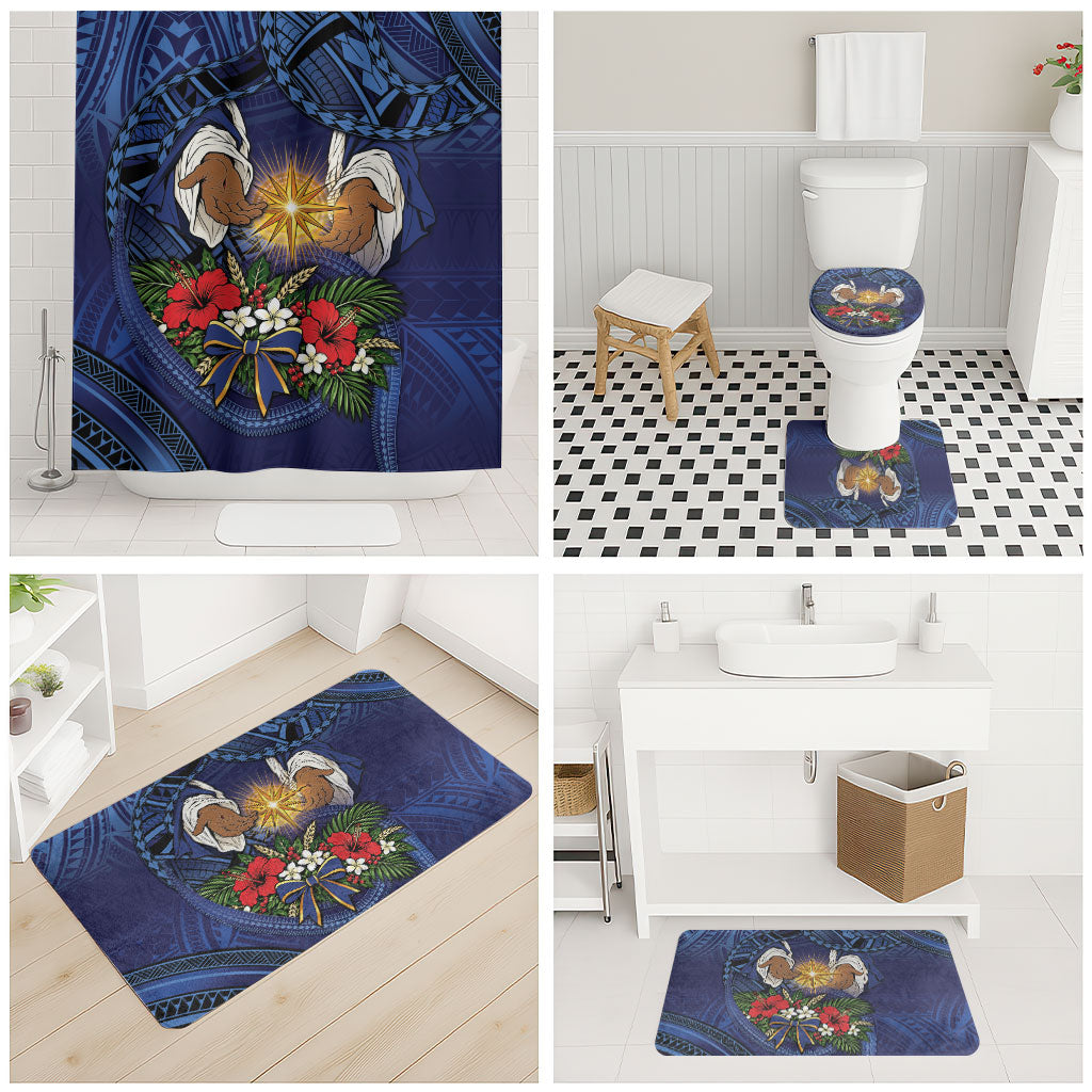 Samoa Manuia Le Kerisimasi Bathroom Set Jesus Hands Bethlehem Star Hibiscus DT05 - Polynesian Pride