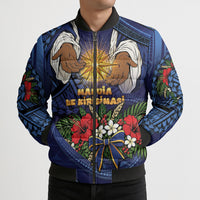 Samoa Manuia Le Kerisimasi Bomber Puffer Jacket Jesus Hands Bethlehem Star Hibiscus DT05 - Polynesian Pride