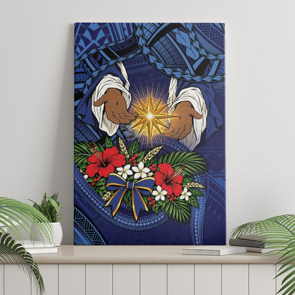 Samoa Manuia Le Kerisimasi Canvas Wall Art Jesus Hands Bethlehem Star Hibiscus DT05 - Polynesian Pride