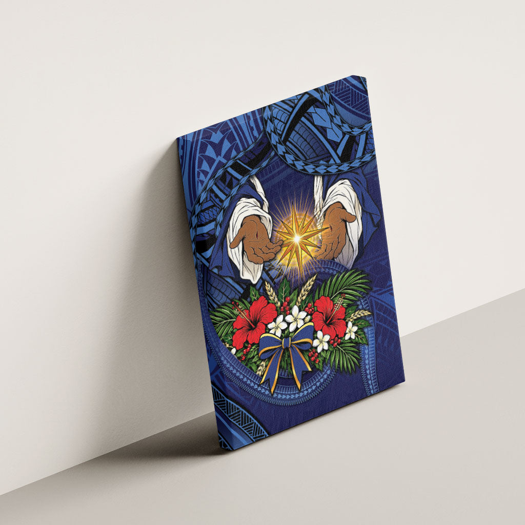 Samoa Manuia Le Kerisimasi Canvas Wall Art Jesus Hands Bethlehem Star Hibiscus DT05 - Polynesian Pride