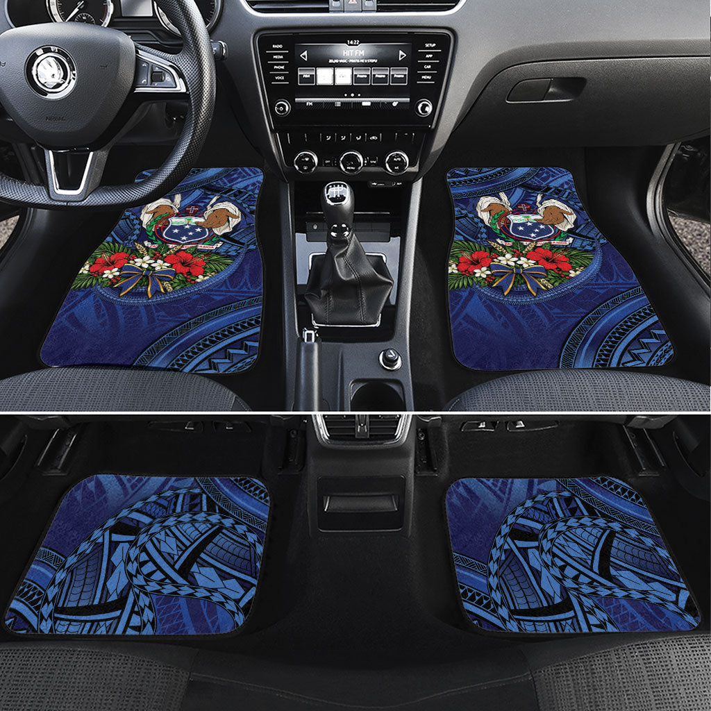 Samoa Manuia Le Kerisimasi Car Mats Jesus Hands Bethlehem Star Hibiscus DT05 Set 4pcs Navy - Polynesian Pride
