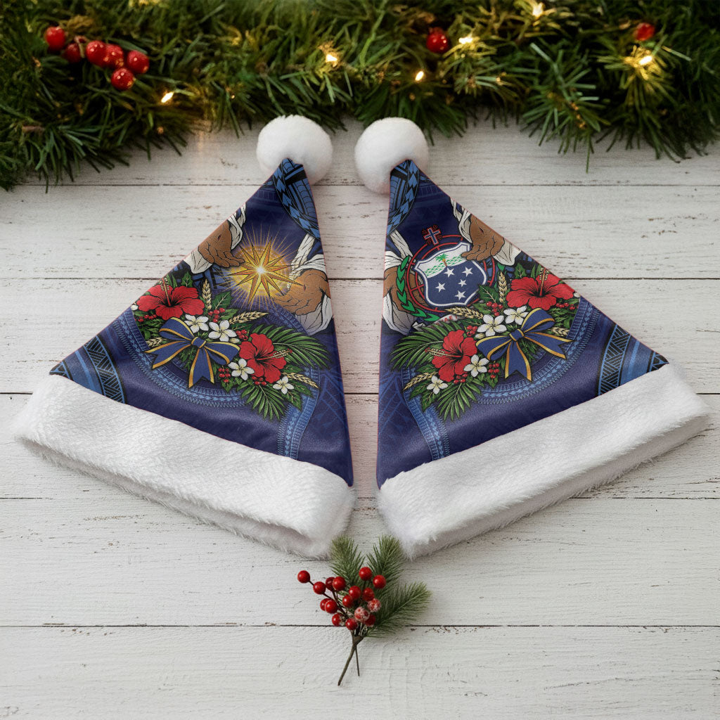 Samoa Manuia Le Kerisimasi Christmas Santa Hat Jesus Hands Bethlehem Star Hibiscus DT05 - Polynesian Pride