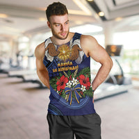 Samoa Manuia Le Kerisimasi Men Tank Top Jesus Hands Bethlehem Star Hibiscus DT05 Navy - Polynesian Pride