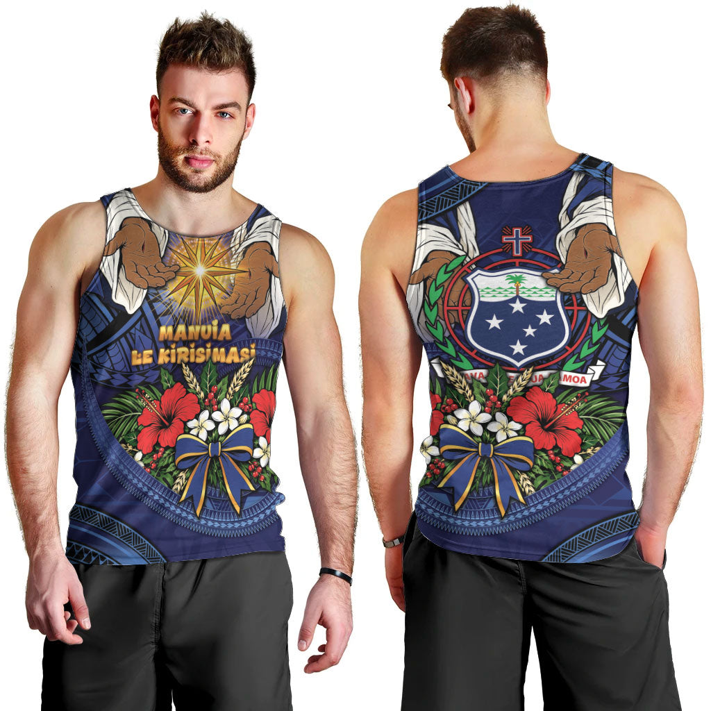Samoa Manuia Le Kerisimasi Men Tank Top Jesus Hands Bethlehem Star Hibiscus DT05 - Polynesian Pride