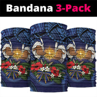 Samoa Manuia Le Kerisimasi Neck Gaiter Jesus Hands Bethlehem Star Hibiscus DT05 package One Size: 25*50cm Navy - Polynesian Pride