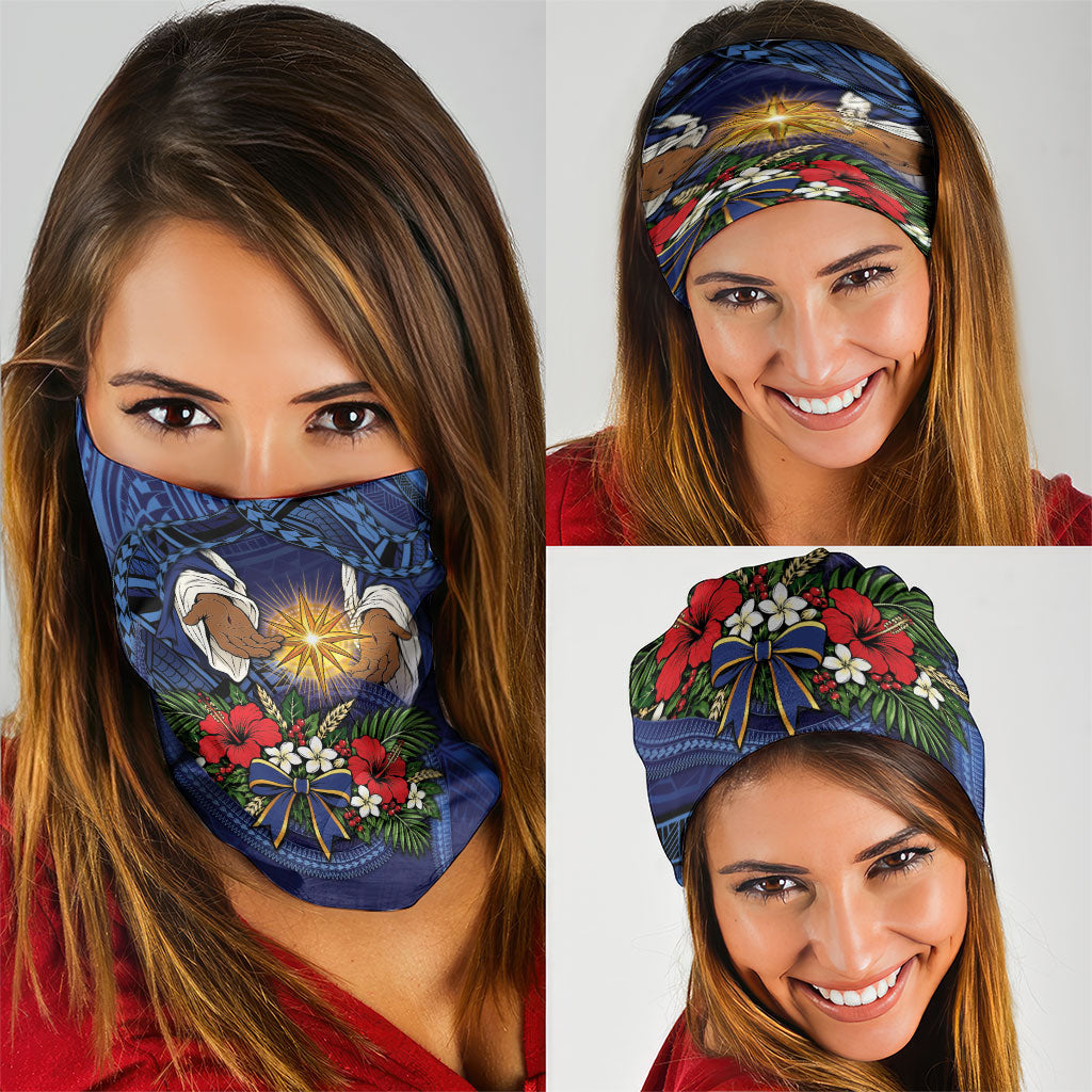 Samoa Manuia Le Kerisimasi Neck Gaiter Jesus Hands Bethlehem Star Hibiscus DT05 - Polynesian Pride