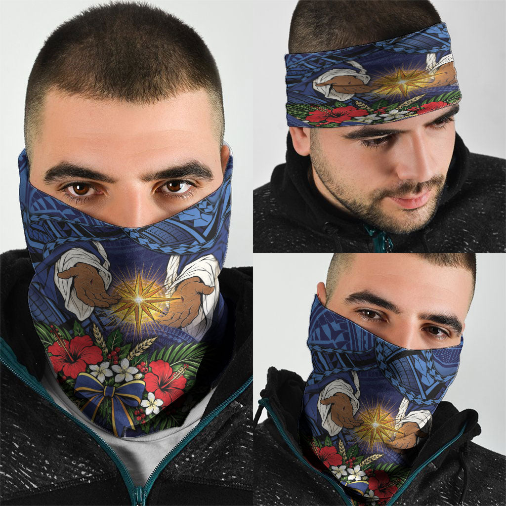 Samoa Manuia Le Kerisimasi Neck Gaiter Jesus Hands Bethlehem Star Hibiscus DT05 - Polynesian Pride
