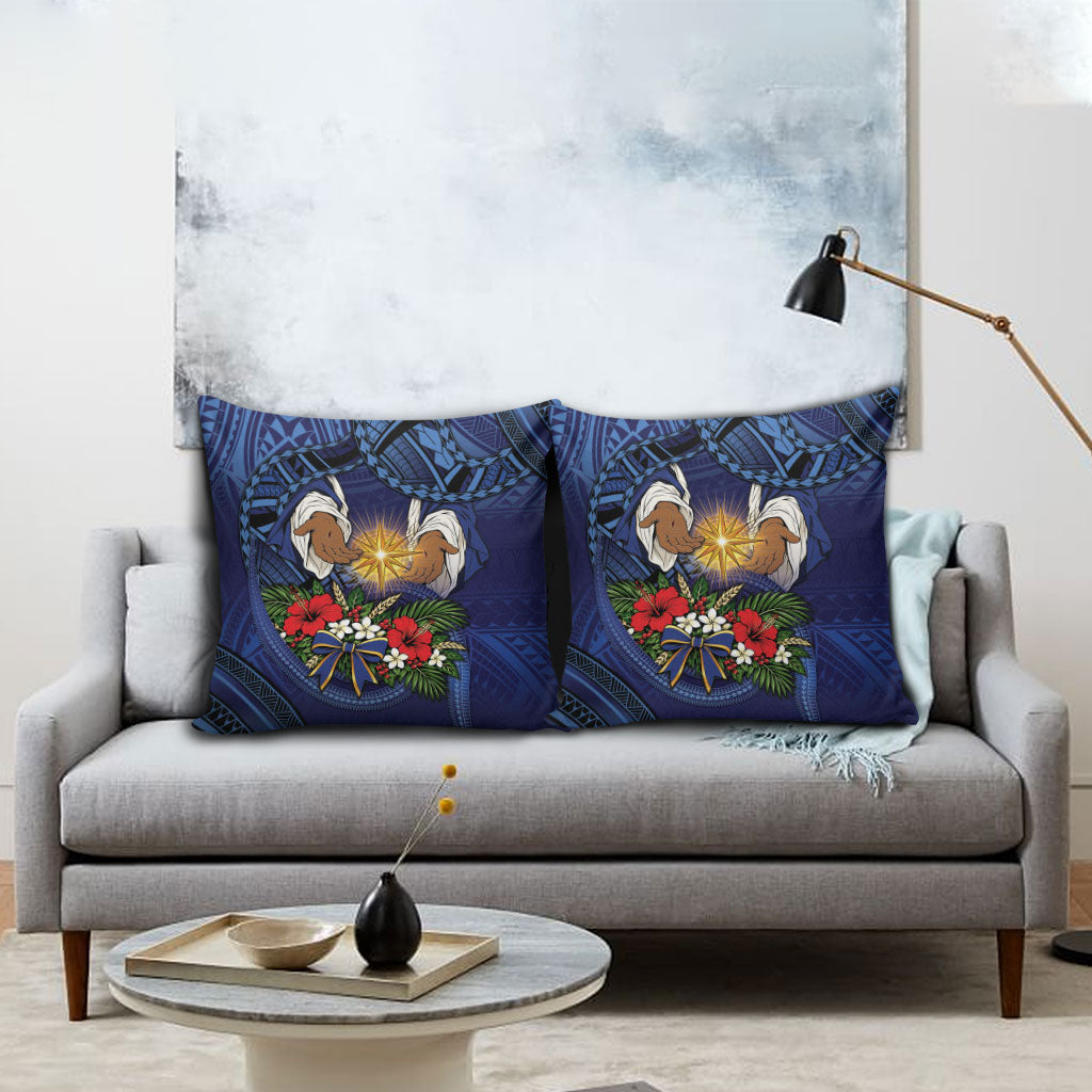 Samoa Manuia Le Kerisimasi Pillow Cover Jesus Hands Bethlehem Star Hibiscus DT05 - Polynesian Pride