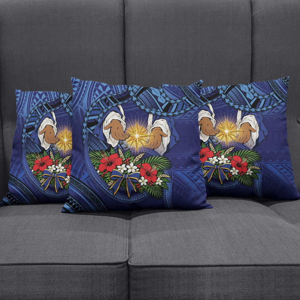 Samoa Manuia Le Kerisimasi Pillow Cover Jesus Hands Bethlehem Star Hibiscus DT05 - Polynesian Pride