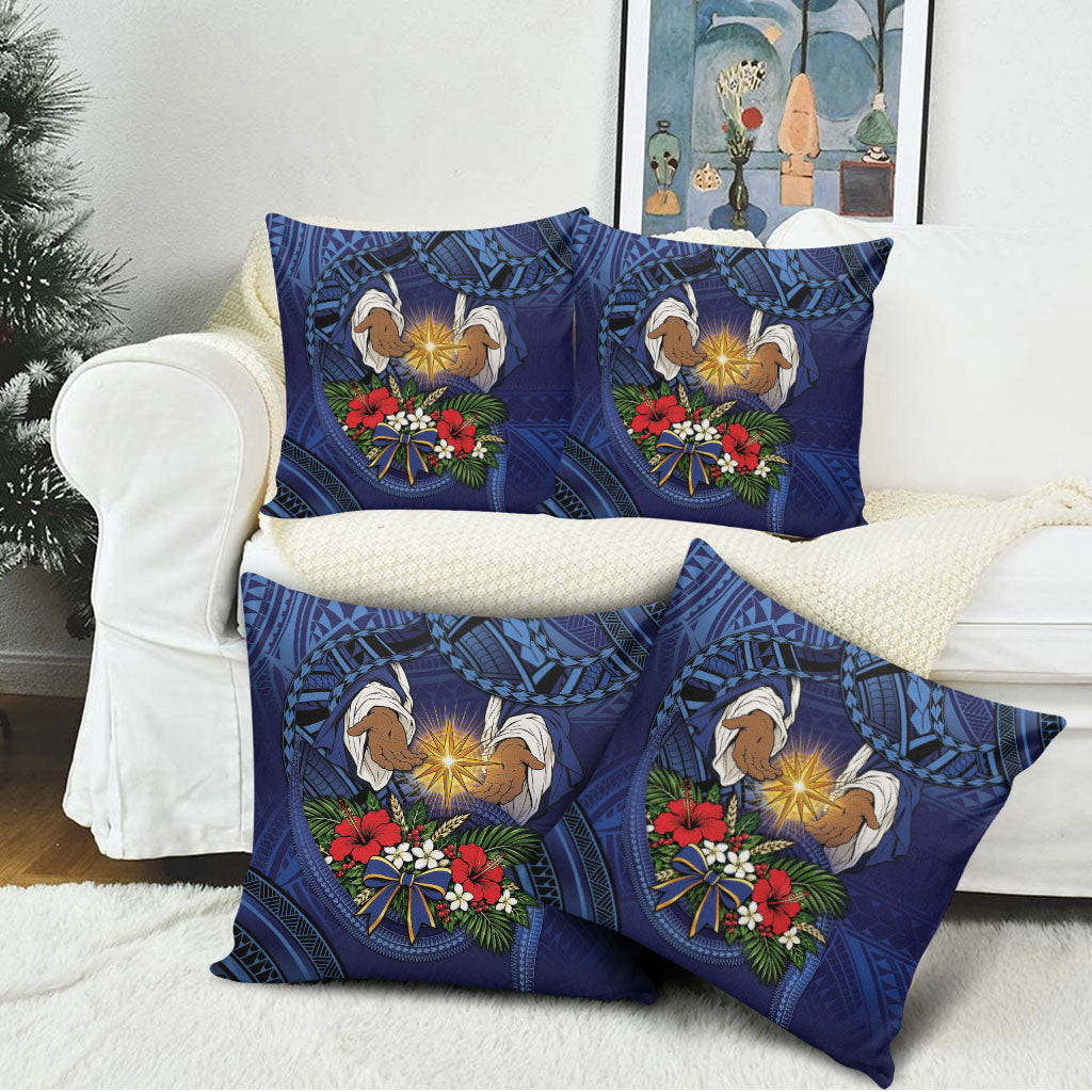 Samoa Manuia Le Kerisimasi Pillow Cover Jesus Hands Bethlehem Star Hibiscus DT05 - Polynesian Pride