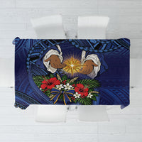 Samoa Manuia Le Kerisimasi Tablecloth Jesus Hands Bethlehem Star Hibiscus DT05 Navy - Polynesian Pride