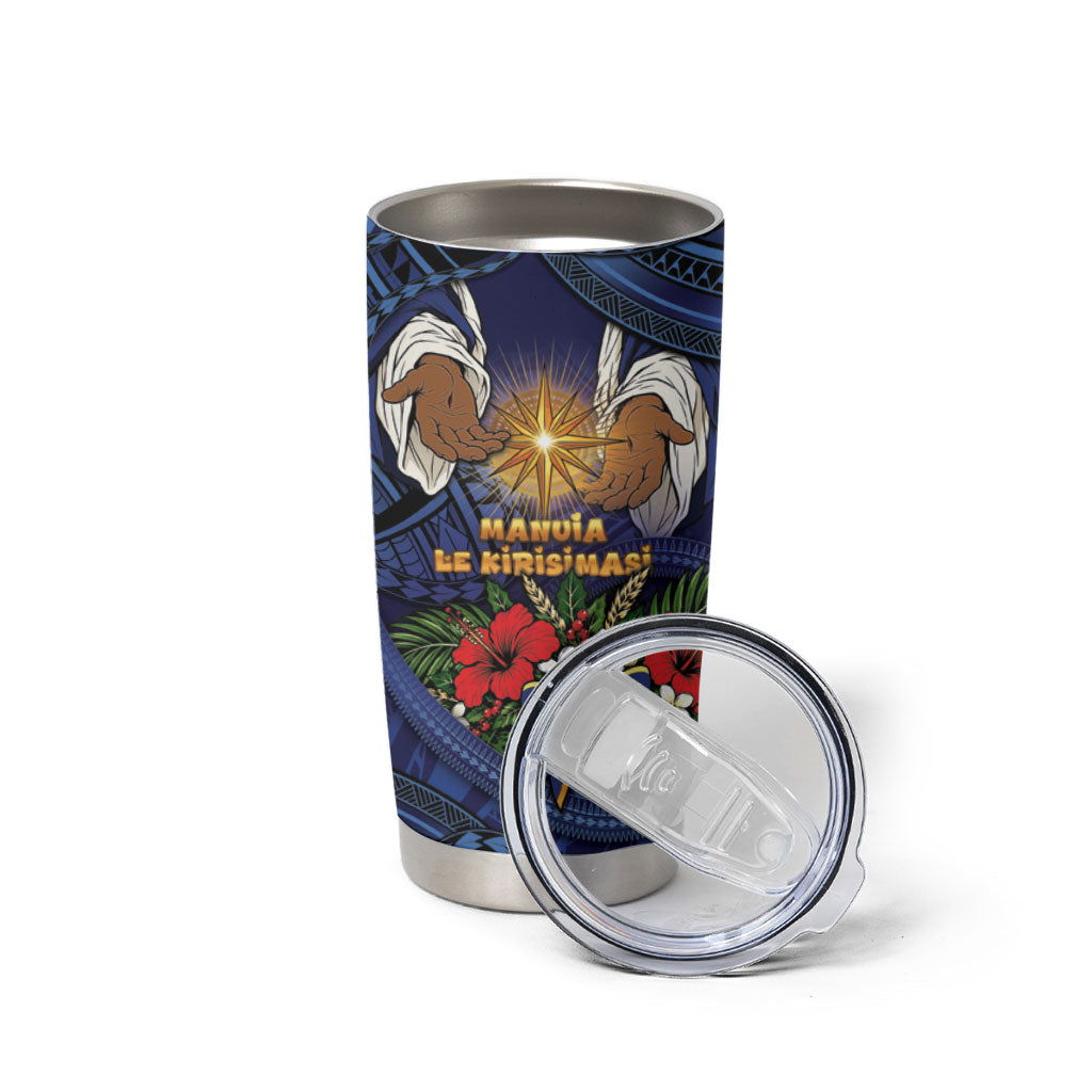 Samoa Manuia Le Kerisimasi Tumbler Cup Jesus Hands Bethlehem Star Hibiscus DT05 - Polynesian Pride