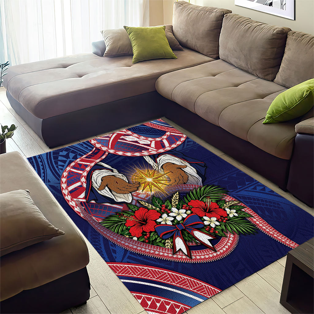 American Samoa Manuia Le Kerisimasi Area Rug Jesus Hands Bethlehem Star Hibiscus DT05 - Polynesian Pride