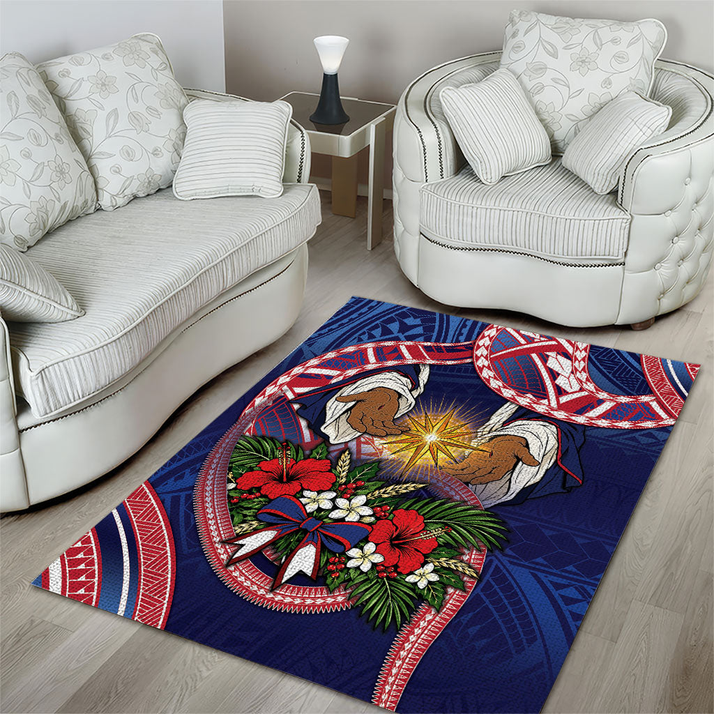 American Samoa Manuia Le Kerisimasi Area Rug Jesus Hands Bethlehem Star Hibiscus DT05 - Polynesian Pride