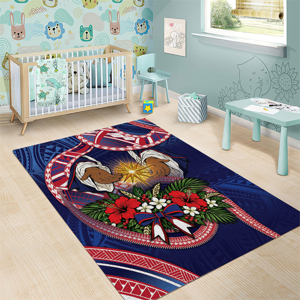 American Samoa Manuia Le Kerisimasi Area Rug Jesus Hands Bethlehem Star Hibiscus DT05 - Polynesian Pride