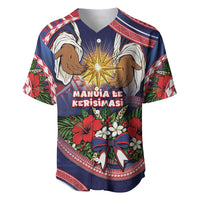 American Samoa Manuia Le Kerisimasi Baseball Jersey Jesus Hands Bethlehem Star Hibiscus DT05 Navy - Polynesian Pride