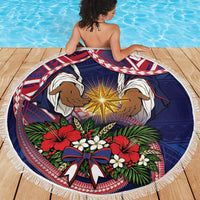 American Samoa Manuia Le Kerisimasi Beach Blanket Jesus Hands Bethlehem Star Hibiscus DT05 - Polynesian Pride