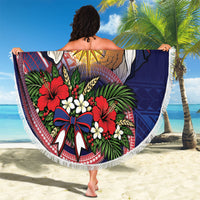 American Samoa Manuia Le Kerisimasi Beach Blanket Jesus Hands Bethlehem Star Hibiscus DT05 - Polynesian Pride