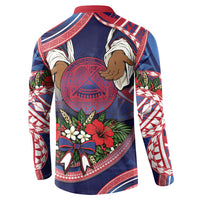 American Samoa Manuia Le Kerisimasi Button Sweatshirt Jesus Hands Bethlehem Star Hibiscus DT05 - Polynesian Pride