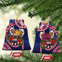 American Samoa Manuia Le Kerisimasi Ceramic Ornament Jesus Hands Bethlehem Star Hibiscus DT05 Bell Flake Navy - Polynesian Pride