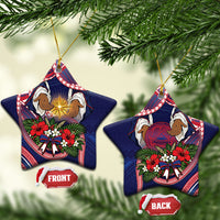 American Samoa Manuia Le Kerisimasi Ceramic Ornament Jesus Hands Bethlehem Star Hibiscus DT05 Star Navy - Polynesian Pride