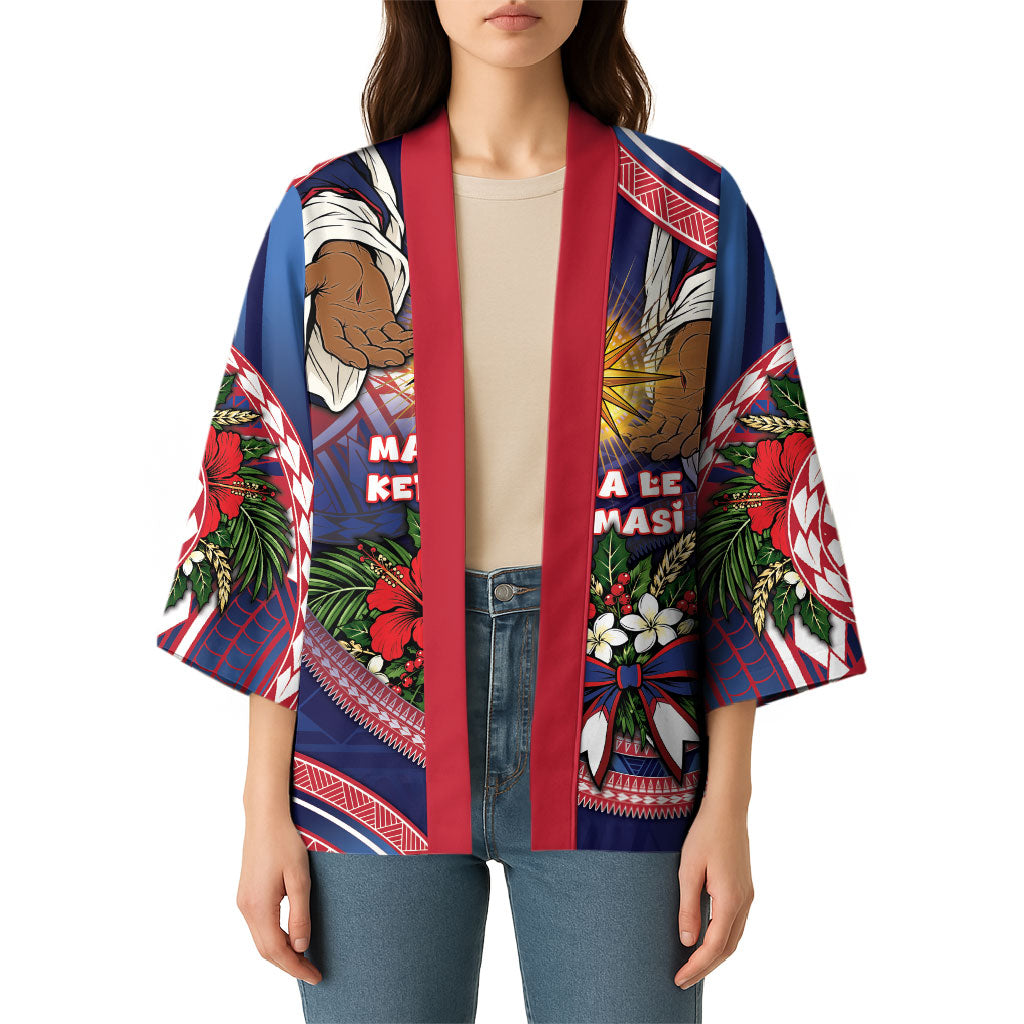American Samoa Manuia Le Kerisimasi Kimono Jesus Hands Bethlehem Star Hibiscus DT05 - Polynesian Pride