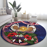 American Samoa Manuia Le Kerisimasi Round Carpet Jesus Hands Bethlehem Star Hibiscus DT05 - Polynesian Pride
