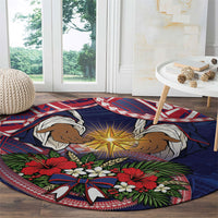 American Samoa Manuia Le Kerisimasi Round Carpet Jesus Hands Bethlehem Star Hibiscus DT05 - Polynesian Pride