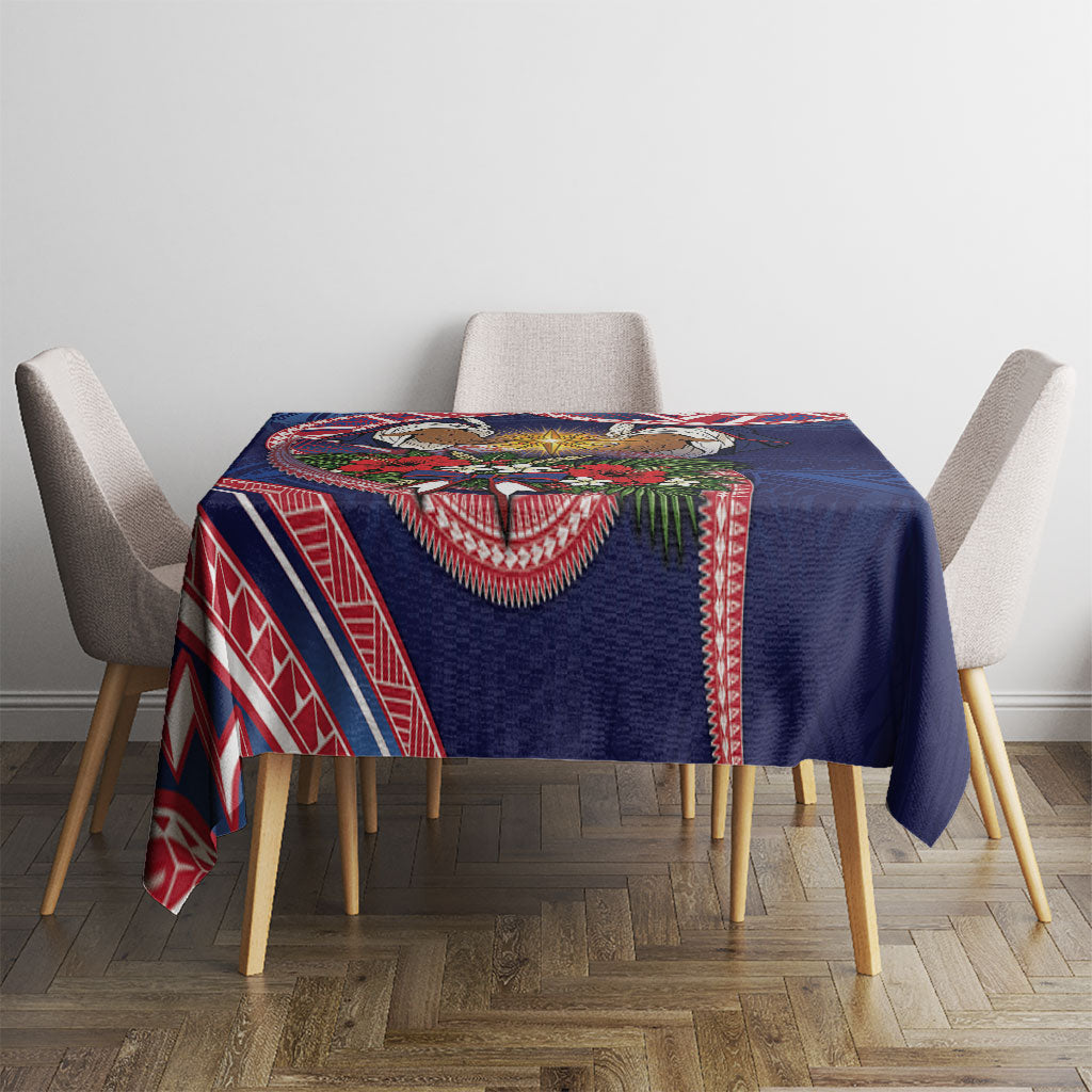 American Samoa Manuia Le Kerisimasi Tablecloth Jesus Hands Bethlehem Star Hibiscus DT05 - Polynesian Pride
