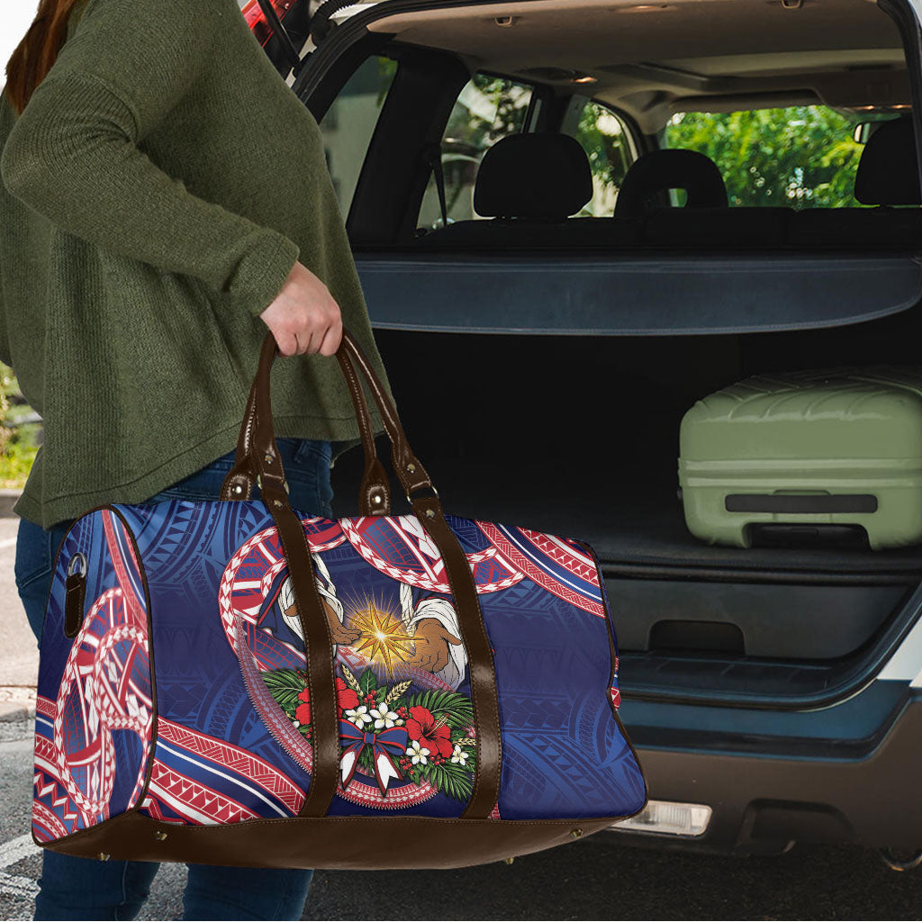 American Samoa Manuia Le Kerisimasi Travel Bag Jesus Hands Bethlehem Star Hibiscus DT05 - Polynesian Pride