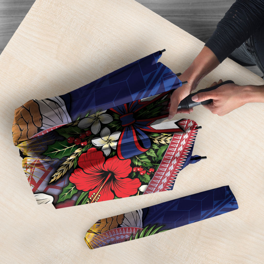 American Samoa Manuia Le Kerisimasi Umbrella Jesus Hands Bethlehem Star Hibiscus DT05 - Polynesian Pride
