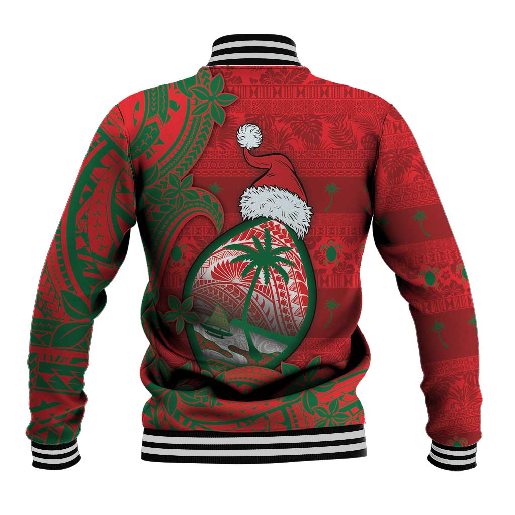 Guam Christmas Baseball Jacket Chamorro Seal Hat Santa Tribal Waves - Polynesian Pride