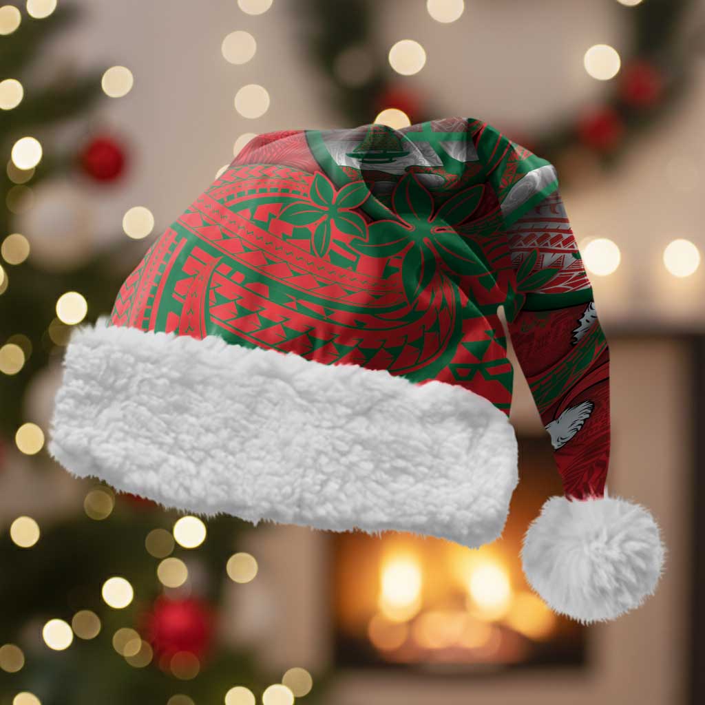 Guam Christmas Santa Hat Chamorro Seal Hat Santa Tribal Waves - Polynesian Pride