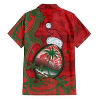 Guam Christmas Family Matching Long Sleeve Bodycon Dress and Hawaiian Shirt Chamorro Seal Hat Santa Tribal Waves DT05 - Polynesian Pride
