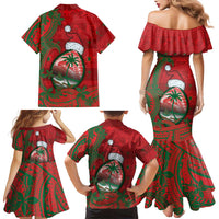 Guam Christmas Family Matching Mermaid Dress and Hawaiian Shirt Chamorro Seal Hat Santa Tribal Waves DT05 - Polynesian Pride