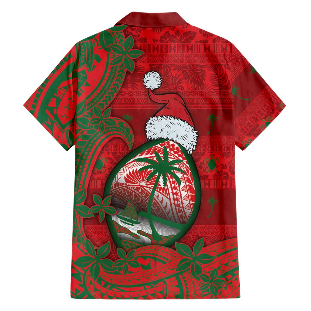 Guam Christmas Family Matching Mermaid Dress and Hawaiian Shirt Chamorro Seal Hat Santa Tribal Waves DT05 - Polynesian Pride
