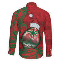 Guam Christmas Family Matching Off The Shoulder Long Sleeve Dress and Hawaiian Shirt Chamorro Seal Hat Santa Tribal Waves DT05 - Polynesian Pride