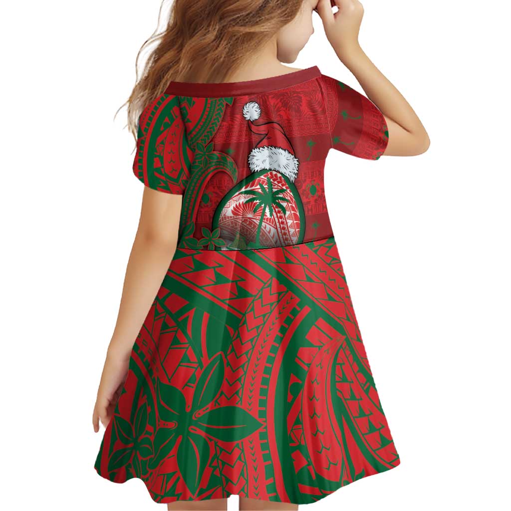 Guam Christmas Family Matching Summer Maxi Dress and Hawaiian Shirt Chamorro Seal Hat Santa Tribal Waves DT05 - Polynesian Pride