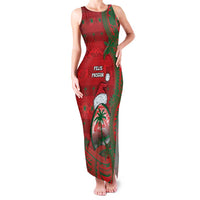 Guam Christmas Family Matching Tank Maxi Dress and Hawaiian Shirt Chamorro Seal Hat Santa Tribal Waves DT05 Mom's Dress Red - Polynesian Pride