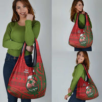 Guam Christmas Grocery Bag Chamorro Seal Hat Santa Tribal Waves - Polynesian Pride