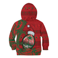 Guam Christmas Kid Hoodie Chamorro Seal Hat Santa Tribal Waves DT05 - Polynesian Pride