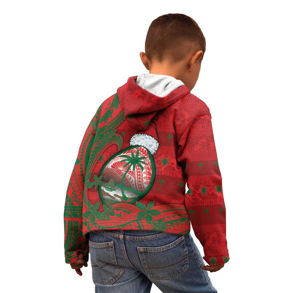 Guam Christmas Kid Hoodie Chamorro Seal Hat Santa Tribal Waves DT05 - Polynesian Pride