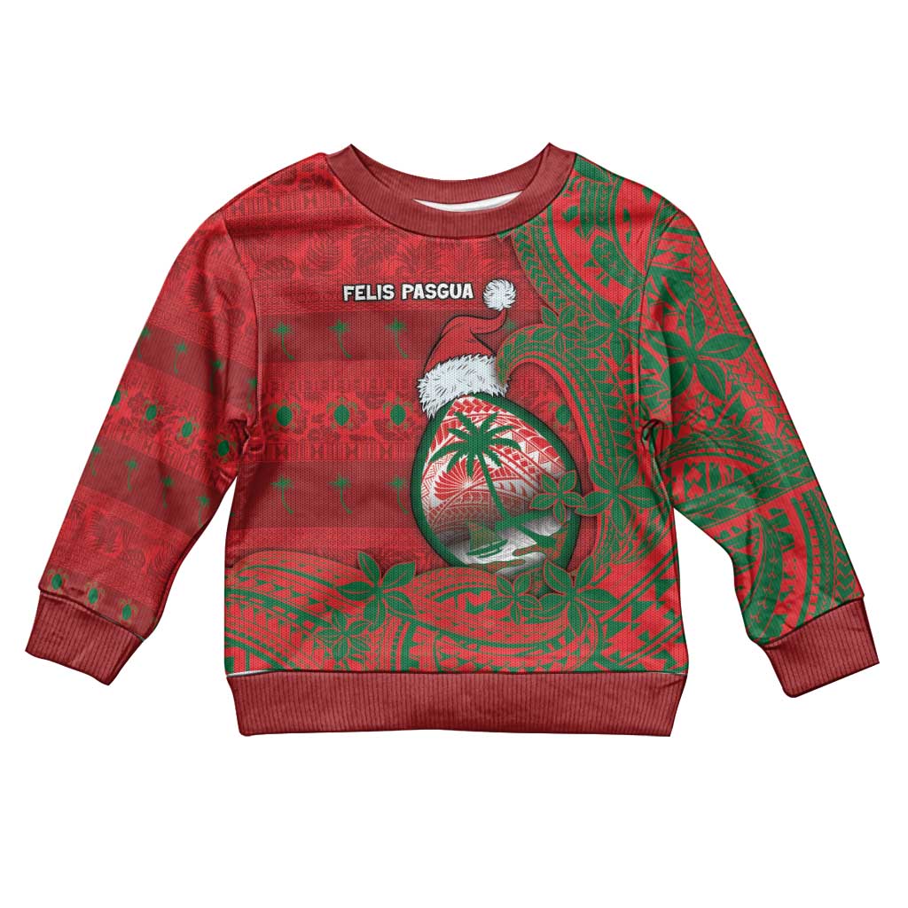 Guam Christmas Kid Ugly Christmas Sweater Chamorro Seal Hat Santa Tribal Waves - Polynesian Pride