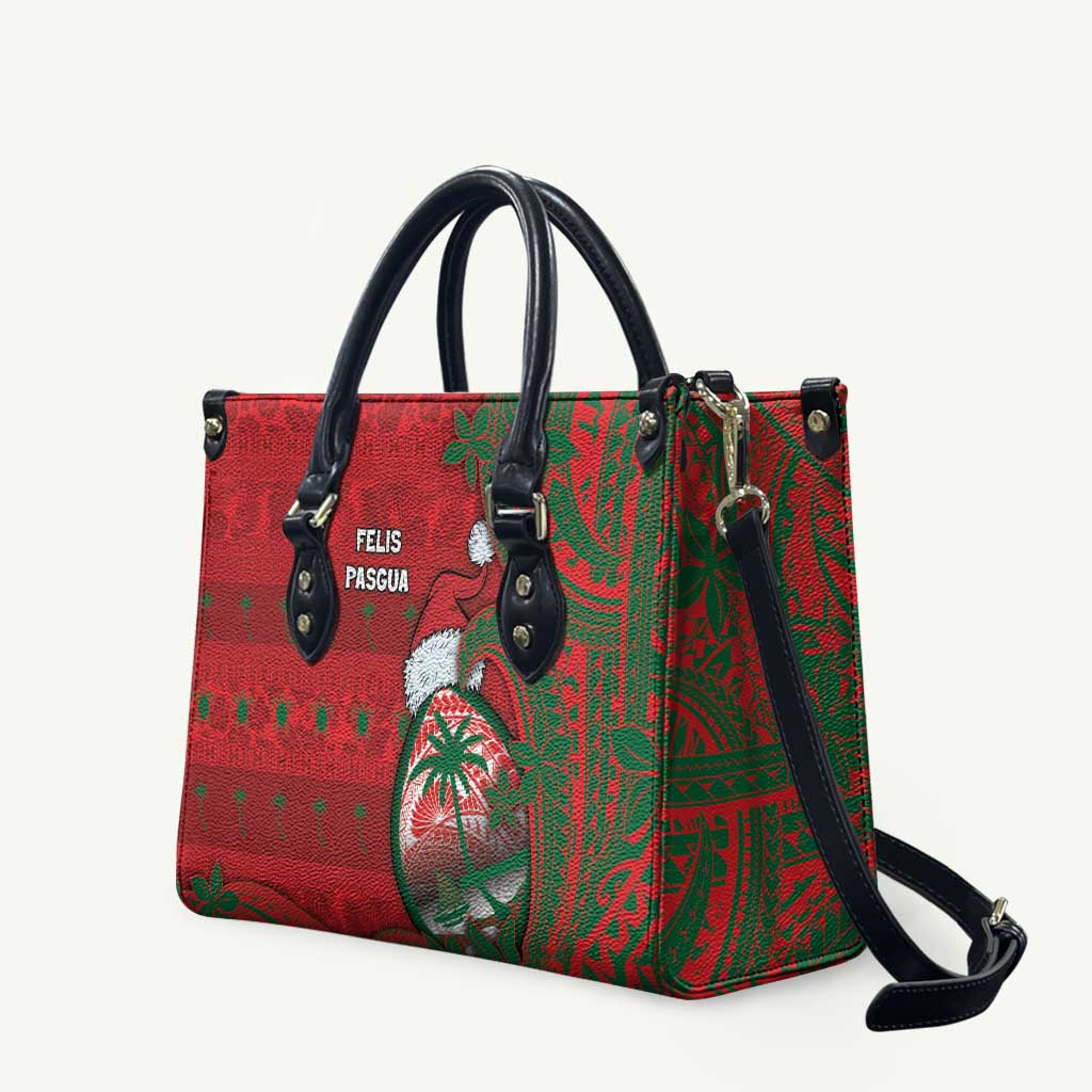 Guam Christmas Leather Bag Chamorro Seal Hat Santa Tribal Waves - Polynesian Pride