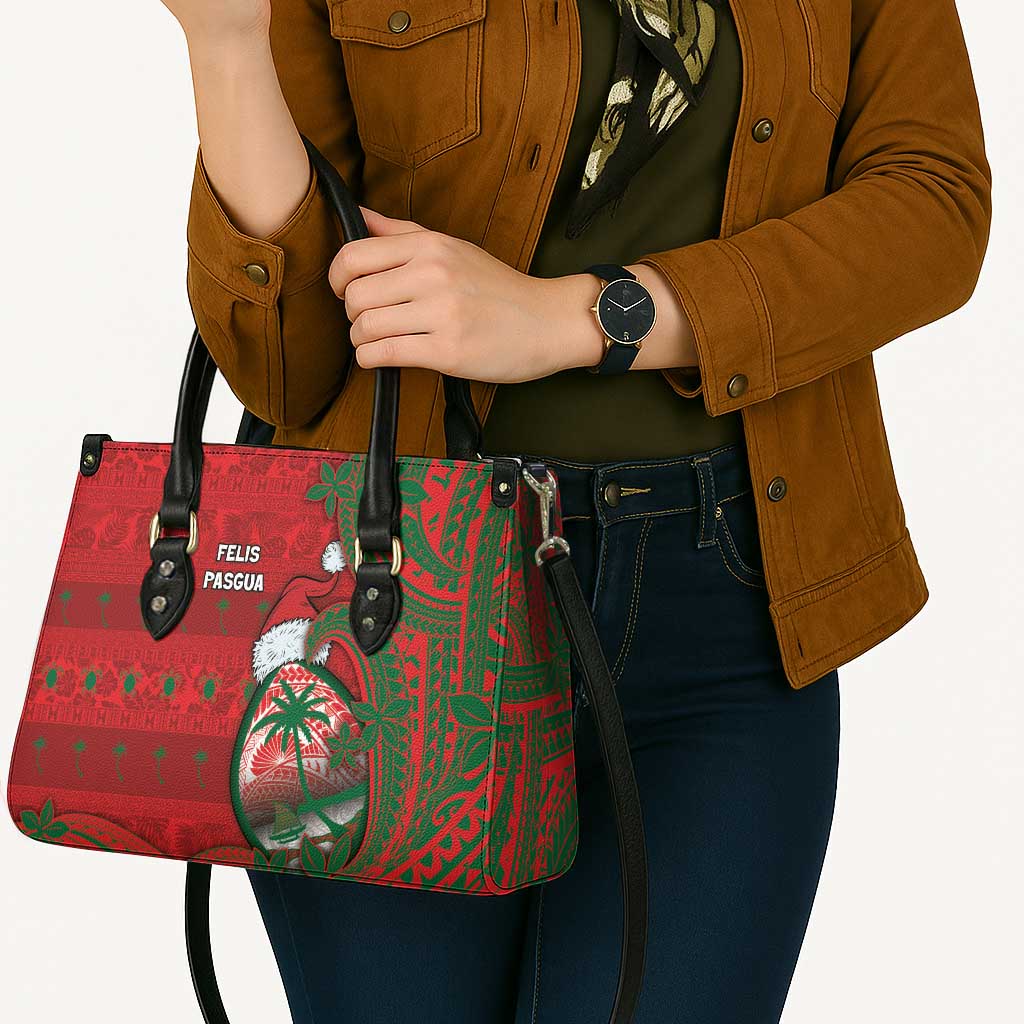 Guam Christmas Leather Bag Chamorro Seal Hat Santa Tribal Waves - Polynesian Pride
