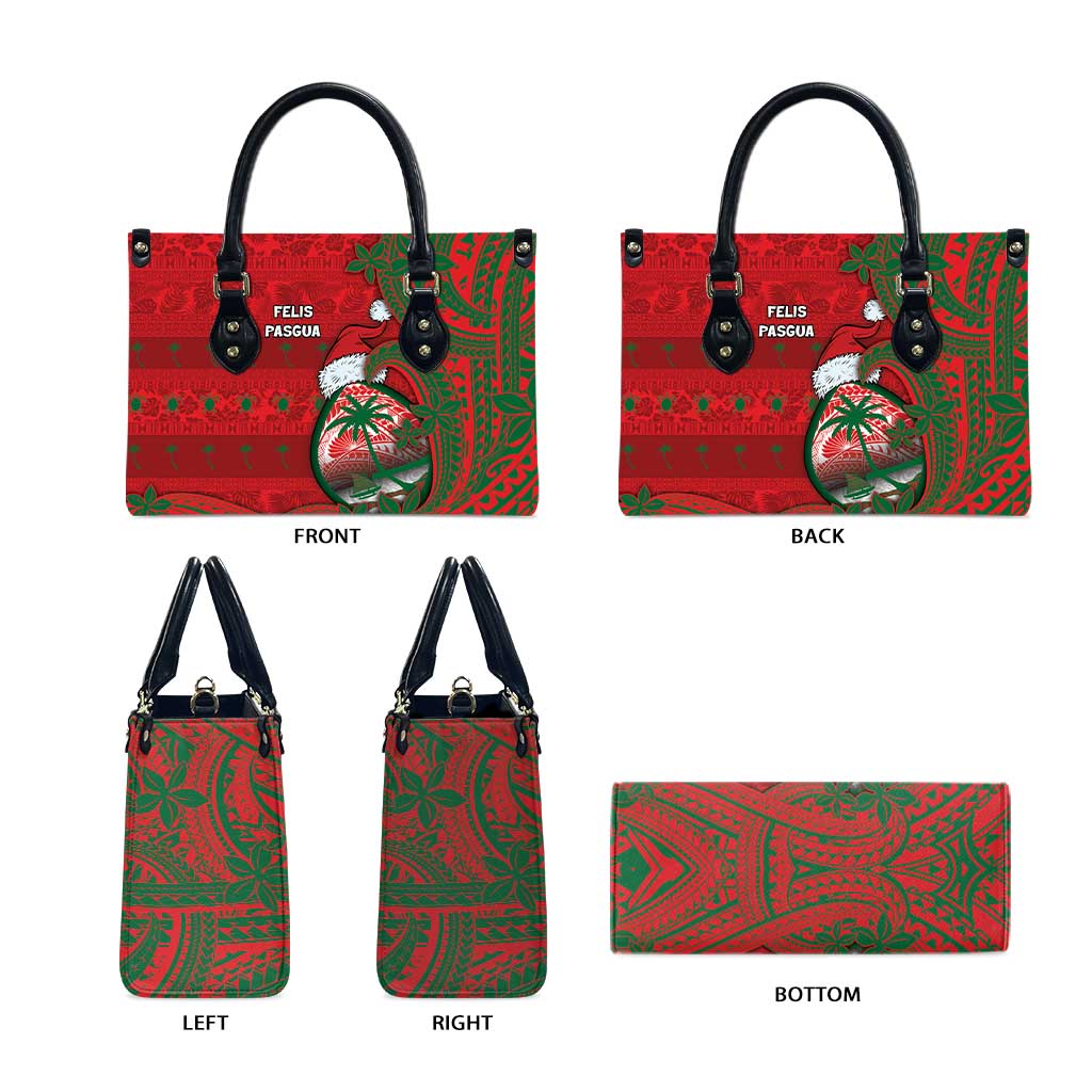 Guam Christmas Leather Bag Chamorro Seal Hat Santa Tribal Waves - Polynesian Pride