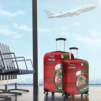 Guam Christmas Luggage Cover Chamorro Seal Hat Santa Tribal Waves - Polynesian Pride