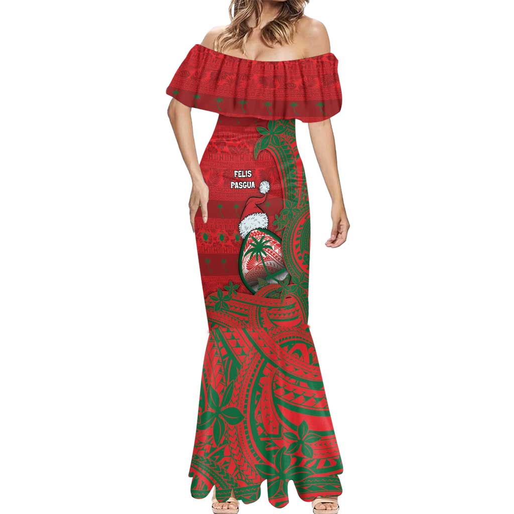 Guam Christmas Mermaid Dress Chamorro Seal Hat Santa Tribal Waves - Polynesian Pride