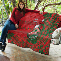 Guam Christmas Quilt Chamorro Seal Hat Santa Tribal Waves - Polynesian Pride